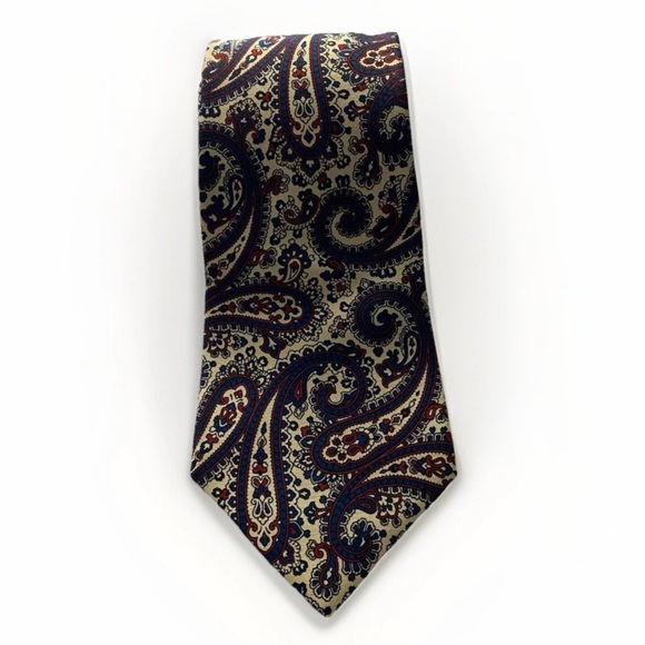 Vintage Made In Canada Polo Ralph Lauren Paisley Handmade Silk Neck Tie - Picture 1 of 5